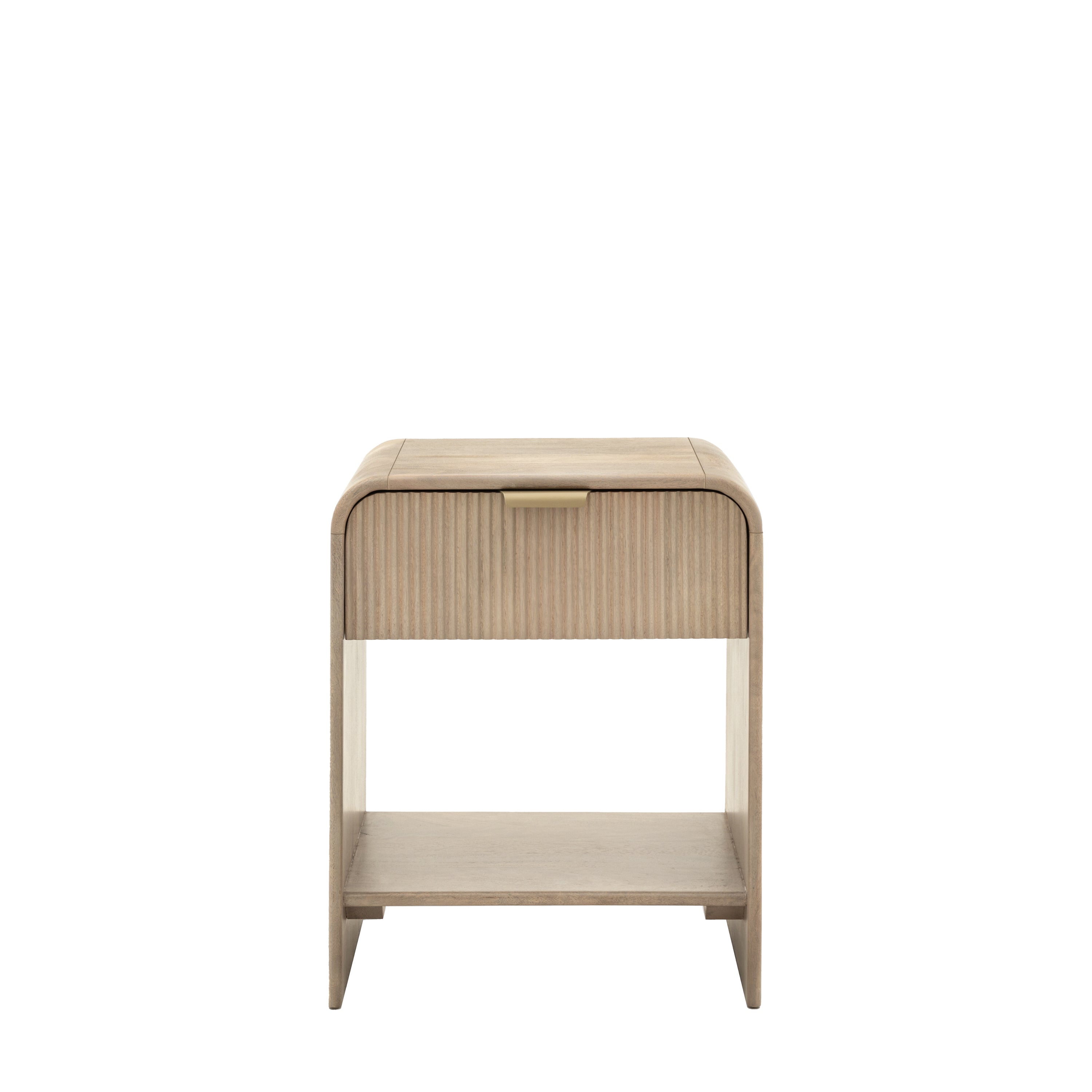 Antrury Natural Mango Wood Curved Bedside Table Wide